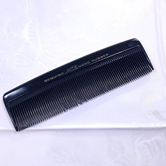 Vintage Genuine Ace Hard Rubber Pocket Comb 5" Black Made in USA hair comb - Picture 1 of 7